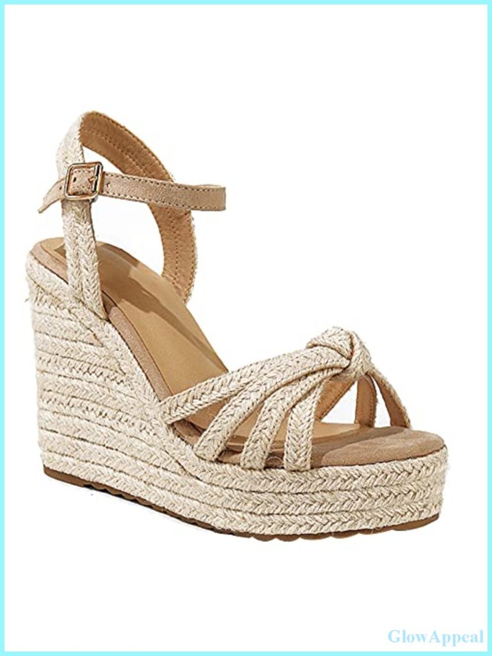 Wedge Sandals Open Toe Platform Espadrilles Linen Straw Ankle Strap Women's